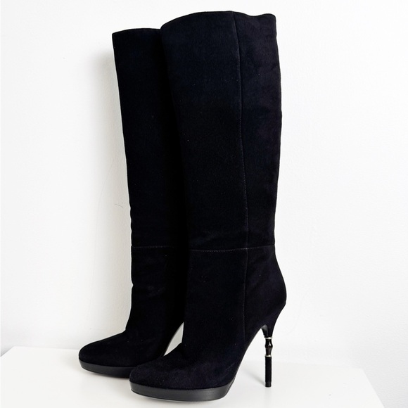 Gucci Tom Ford Era Suede Bamboo Heel Knee High Boots size 37 - Picture 1 of 7